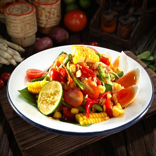Spicy Corn Salad with Salted Eggs