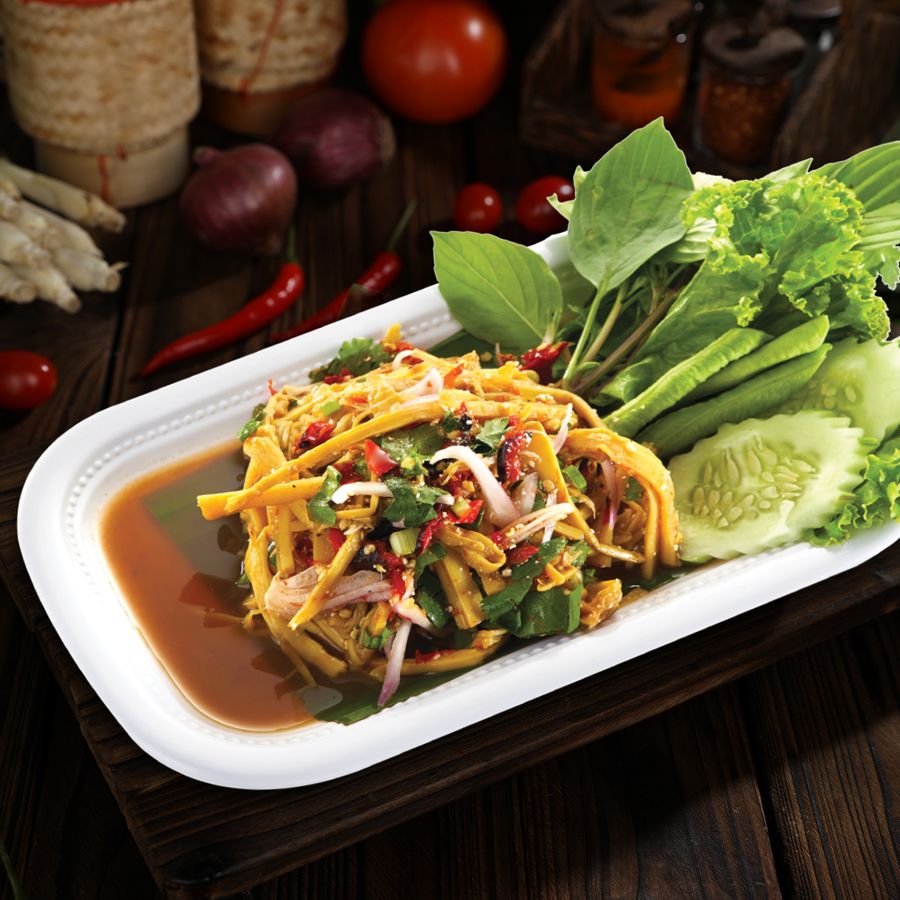 Spicy Shredded Bamboo Shoot Salad with Fermented Fish Sauce