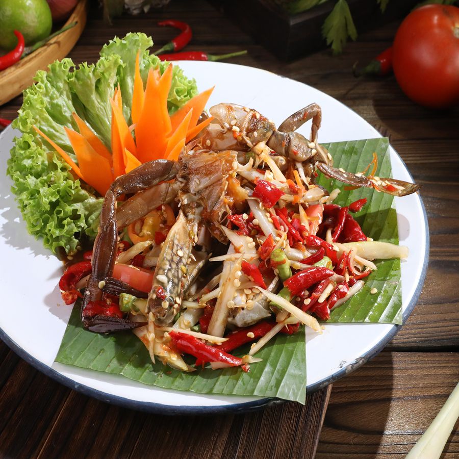 Spicy Papaya Salad with Raw Blue Crab & Fermented Fish Sauce