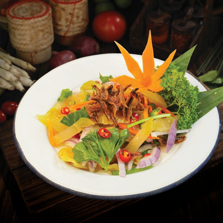 Spicy Pickled Mustard Green Salad with Anchovies