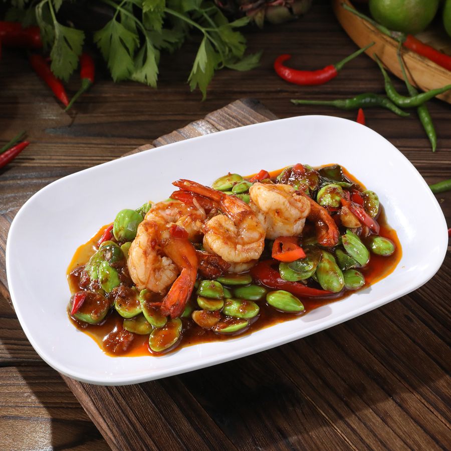 Spicy Stir-Fried Prawns with Minced Pork & Petai