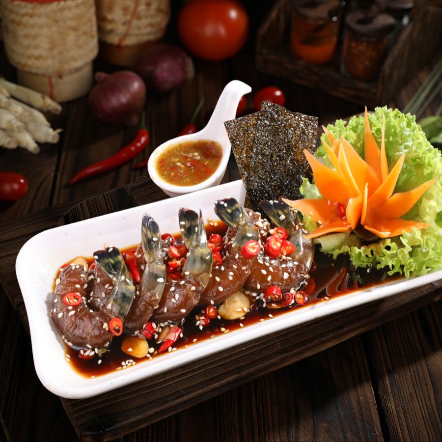 Spicy Raw Prawn Marinated in Soy Sauce