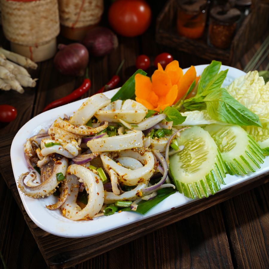 Spicy Squid with Thai Herbs (Larb)