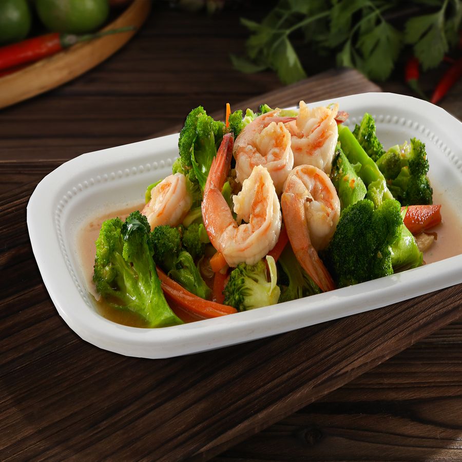 Stir-Fried Broccoli with Prawns