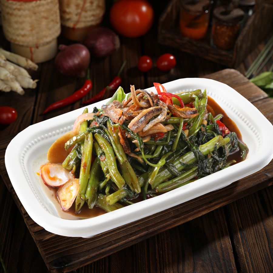 Spicy Stir-Fried Kangkung Belacan with Anchovies